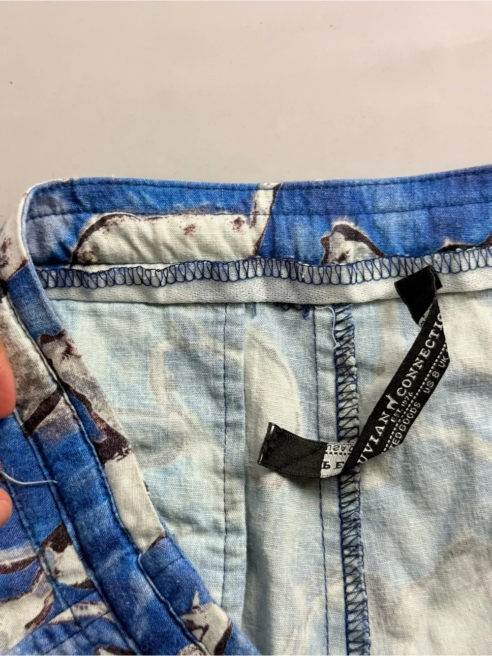 Peruvian Connection Cote D’Azur Linen Blend Wide Leg Pants Blue Floral 8